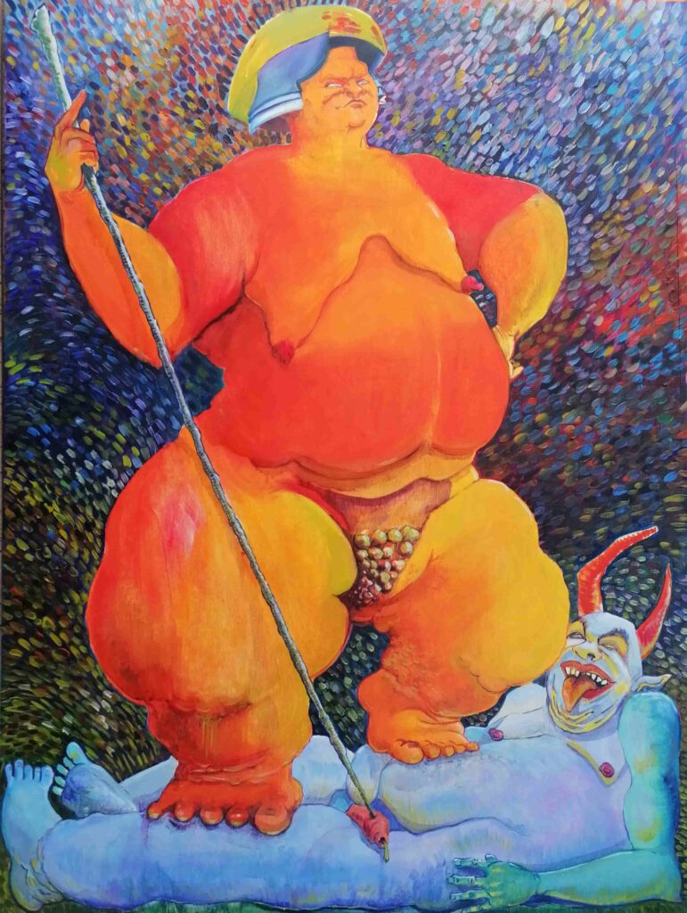 MICHAEL - san michele - archangel Michael - pittura a olio - oil on panel - grotesque - alessandra dell'anna peccarisi - arte contemporanea - artisti emergenti italiani -