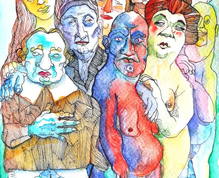 Malelingue - Alessandra Dell’Anna Peccarisi - acquerello watercolor - illustration - quarantine art - illustrazione - umani vicini sogni in quarantena -