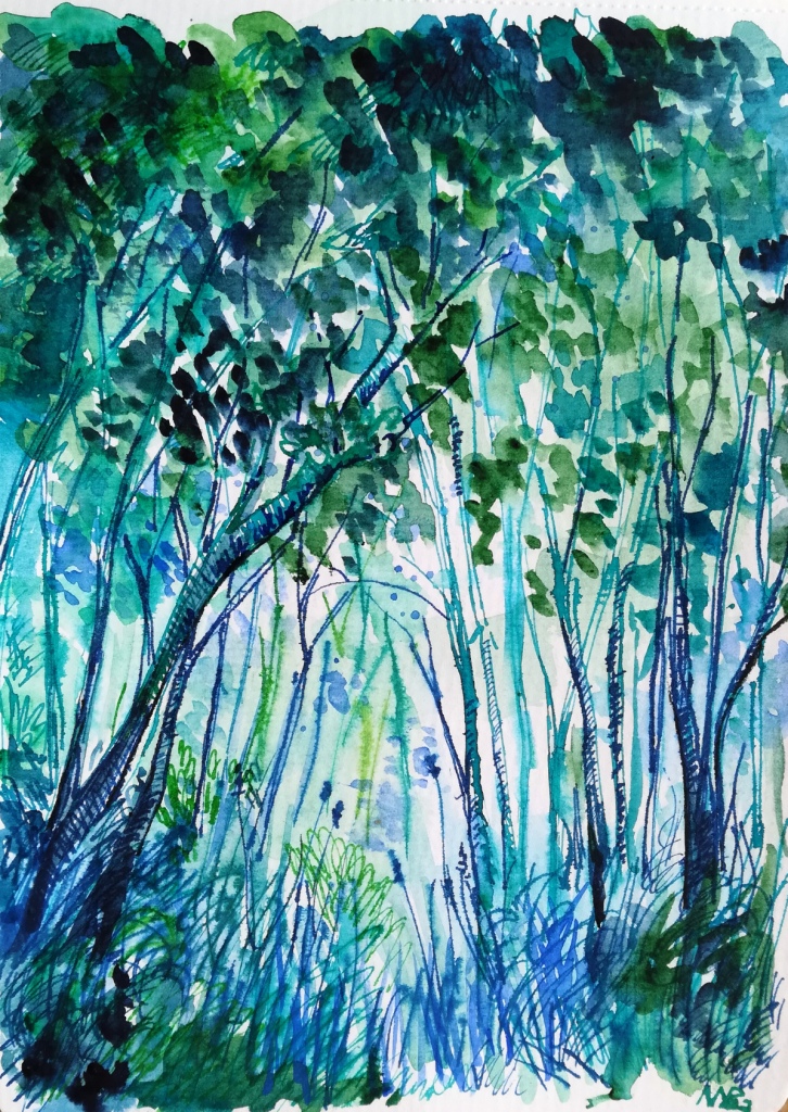 foresta - nugae - carte - inchiostri ecoline - ink - acquerelli - artisti a firenze - studio d'arte - alessandra dell'anna peccarisi - galleria opere d'arte