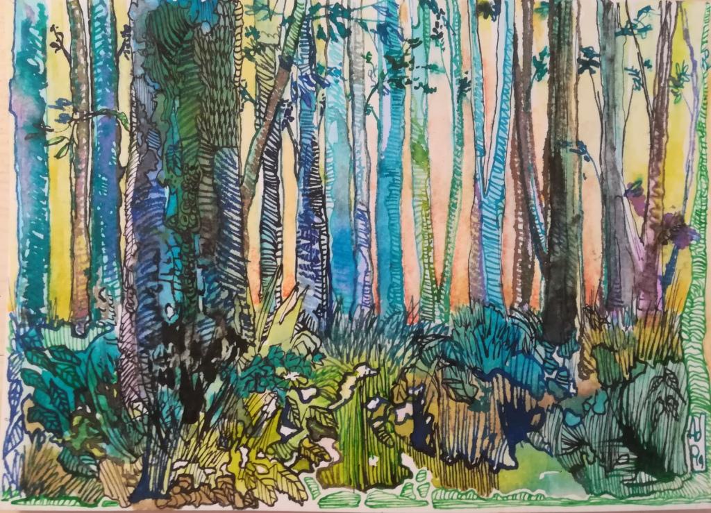foresta - nugae - carte - acquerelli - artisti a firenze - studio d'arte - alessandra dell'anna peccarisi - galleria opere d'arte